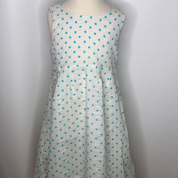 Crewcuts Other - Crewcuts white blue polka dot open back dress Sz XXL NEW WITH DEFECT